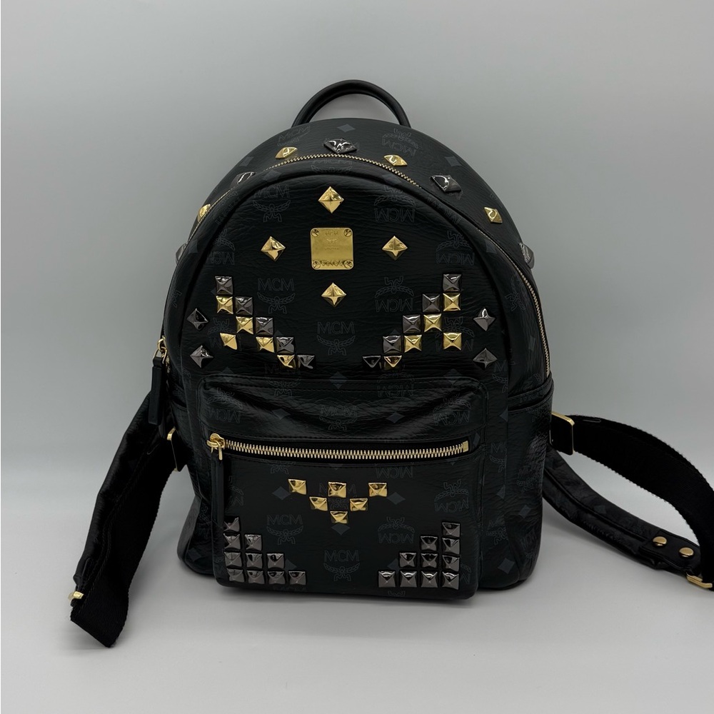 Authentic MCM black Stark small backpack